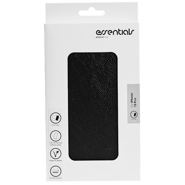 iPhone 13 Pro PU wallet, detachable, 3 card, Black