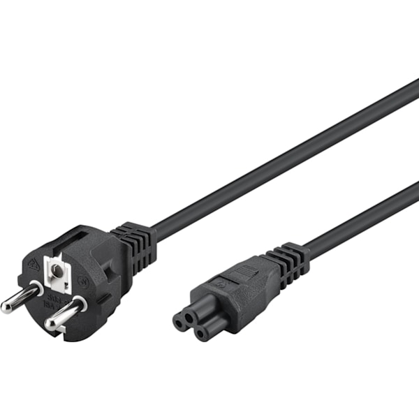 Nätkabel med jordad stickpropp, 2 m, svart