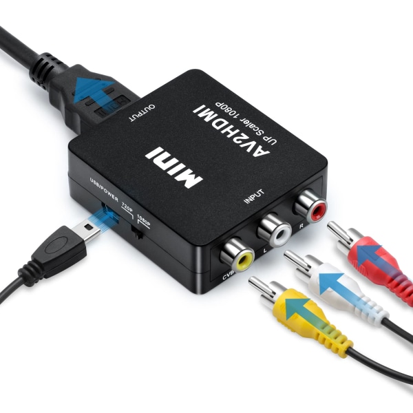 INF RCA til HDMI-adapter/signalomformer Sort