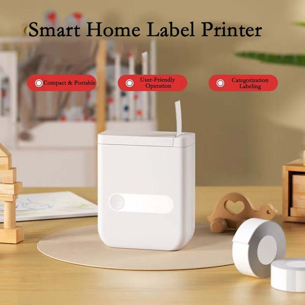 Mini Bluetooth Termisk Etiketprinter - Bærbar Etiketmaskine til Hjem & Kontor