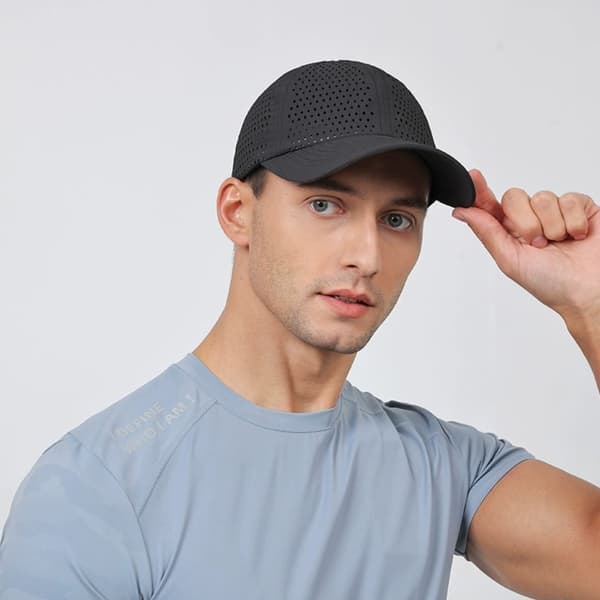 Baseballkasket i mesh polyester - åndbar justerbar pasform til sommerens cykling og solbeskyttelse, store meshpaneler og hurtigtørrende materiale Blac Black