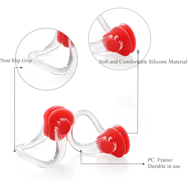 Näsklämmor för simning i silikon flerfärgad 10-pack