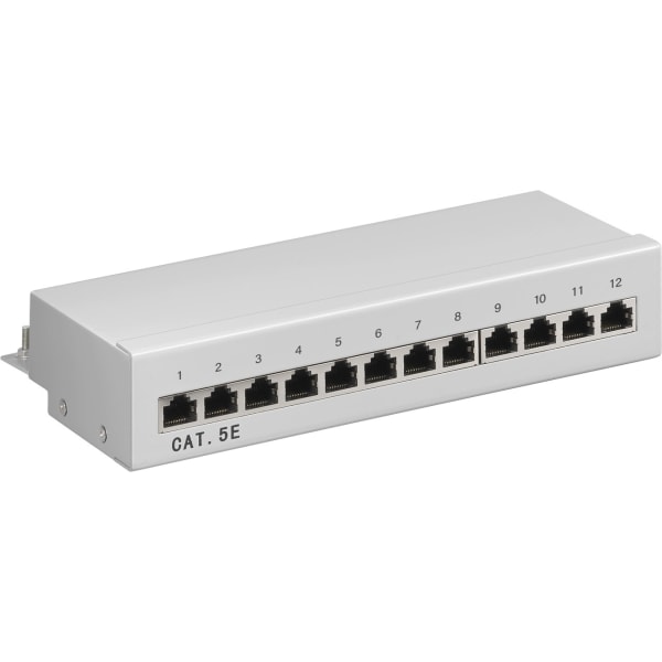 CAT 5e mini-/skrivbordskopplingspanel, 12 portar (1 HE)