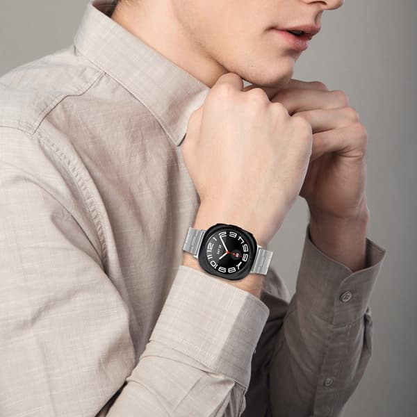Kompatibel med Samsung Galaxy Watch 8: 8H Type Sommerfugl Spænde Rustfrit Stål Rem Silver Silver
