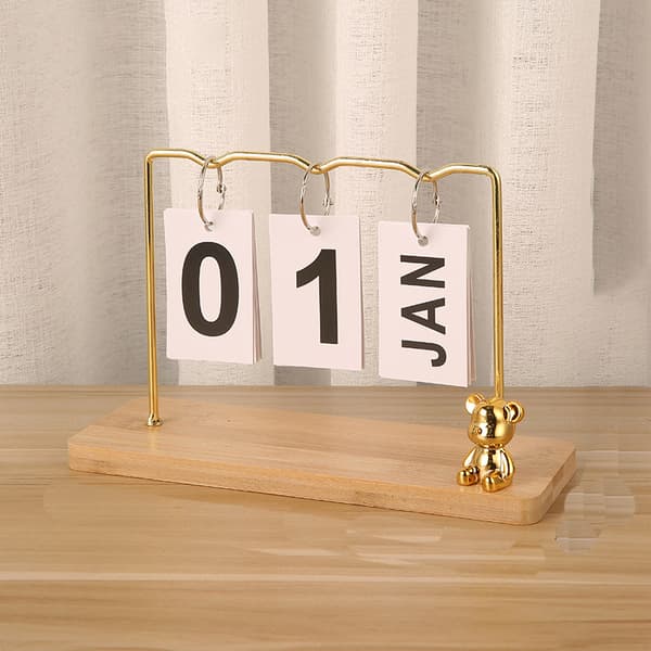 Modern Minimalistisk Metall Ornament Evighetskalender Yellow Yellow