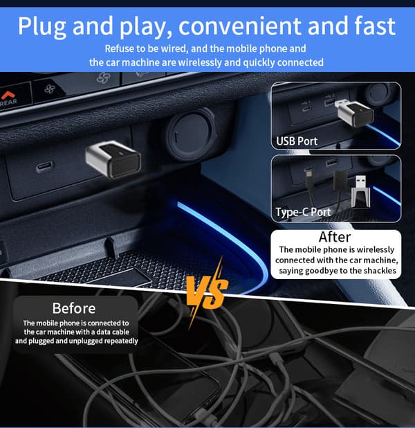 Trådløs CarPlay & Android Auto Adapter til Biler