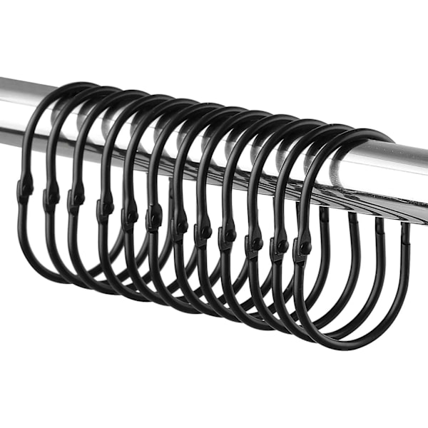 Gardinringar / Ringar för duschdraperi 12-pack Svart