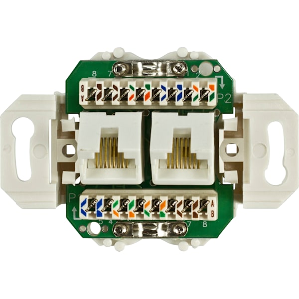Socket-outlet 2xRJ-45, Krone terminal, UTP, Cat6, white
