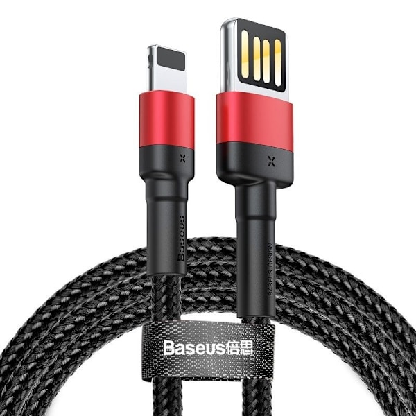 Baseus Cafule Dubbelsidig USB Lightning-kabel 2,4A 1m (svart+röd)