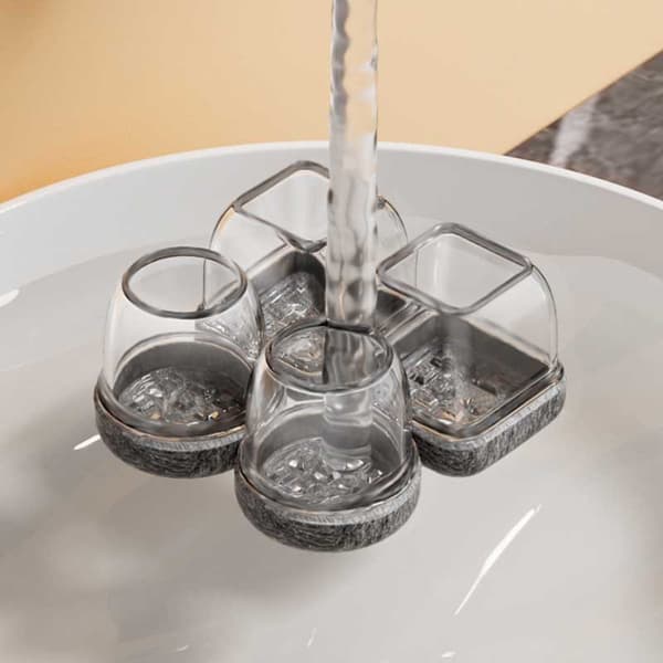 Runda Transparenta Stolsbensskydd - 2,5 cm, Grå Botten - 8-pack