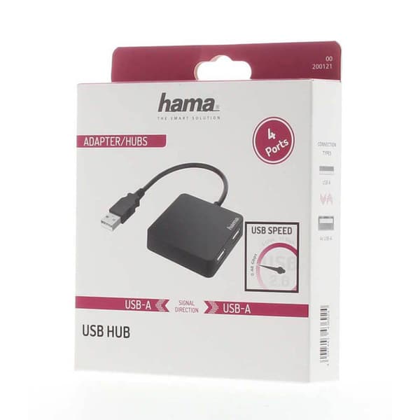 HAMA Hub USB-A 2.0 4x Porttia 480 Mbit/s