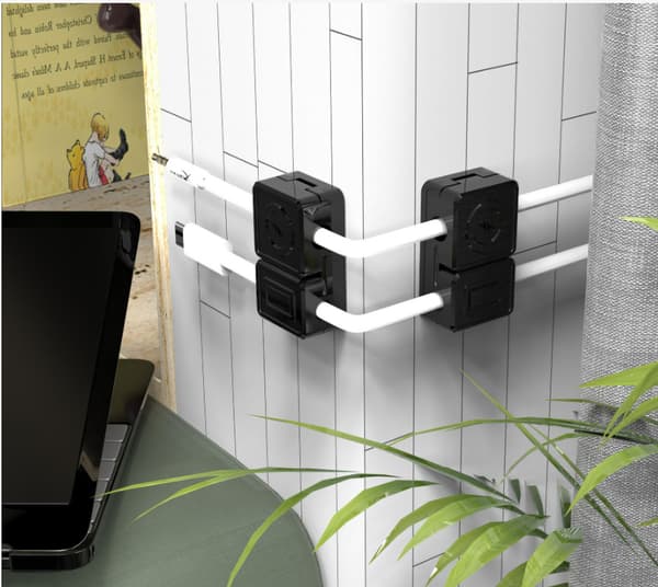 2-pack magnetisk kabelhållare, dubbelhäftande sladdvindare Black Black