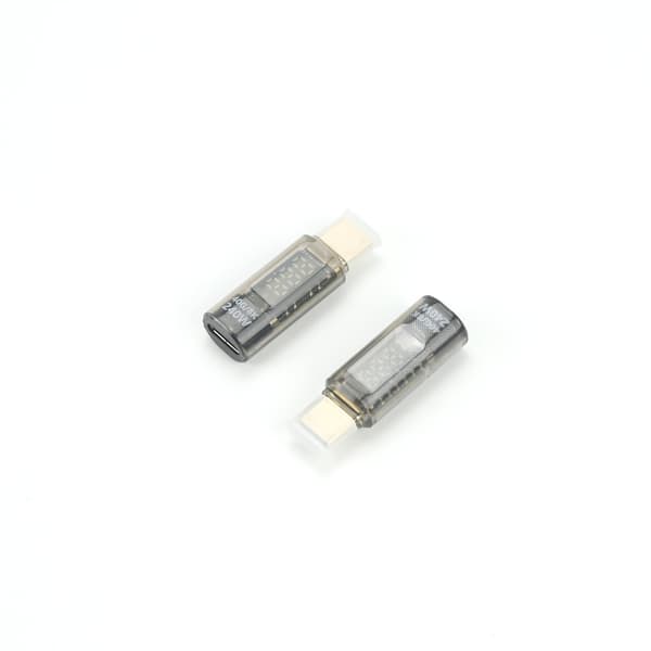 240W USB-C Hun til USB-C Han Adapter med Digital Display - Gennemsigtig Sort (2 stk)