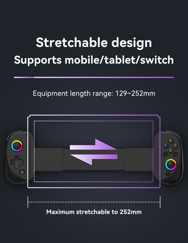 D8 Trådløs Strækbar Gamepad til Telefoner og Tablets White White