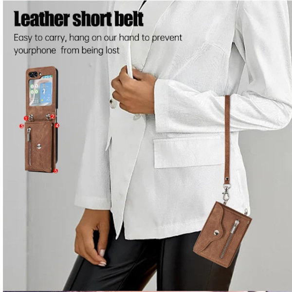 Z Flip 4 Retro Crossbody -kotelo korttipaikoilla