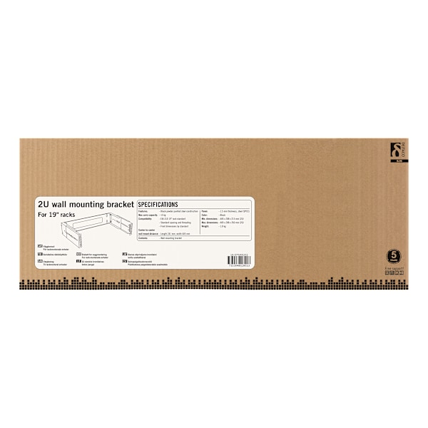 19" wall mount adjustable depth, 2U, 15kg load, steel, kit