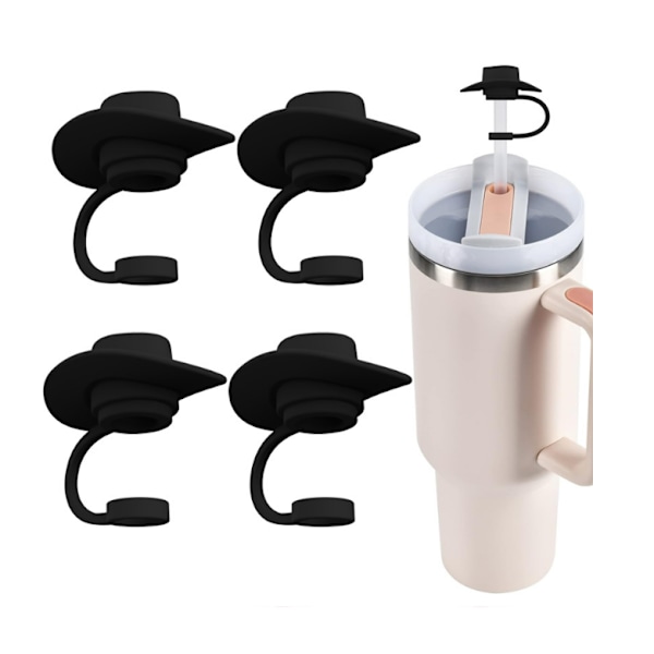 4-pack silikon sugrörsskydd, återanvändbara sugrörslock