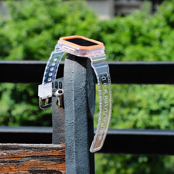 Silikone sportsarmbånd til Apple Watch Series 9/10, 46mm, Transparent Sort Orange