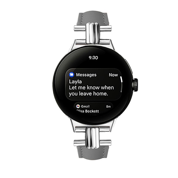 Armband i äkta Läder för Google Pixel Watch 3 Grå 45 mm