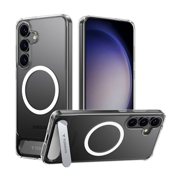 Torras Pstand Series puhelinkuori Samsung S25:lle (läpinäkyvä)