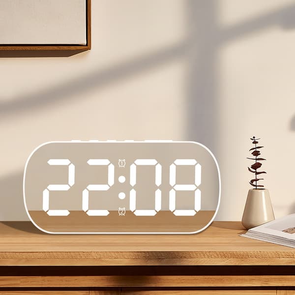 LED digital väckarklocka med temperaturvisning, evighetskalender och 24-timmarsformat för sovrum och kontor White White