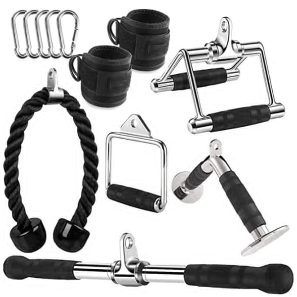 Gummibelagd högdragstång 5cm förlängd med multi-grepp, latpulldownfäste för kabelmaskiner, kompatibel med power racks och kabelcrossover