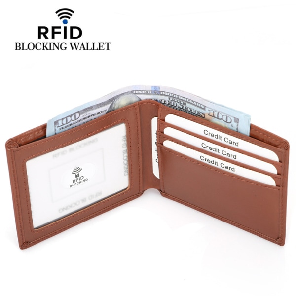Kevyt taitettava lompakkokorttipidike RFID-esto Ruskea Ruskea