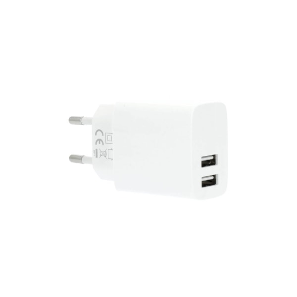 Laddare 220V 2xUSB-A 3,4A Vit