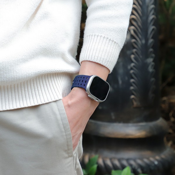 Andningsbar magnetrem för Apple Watch Series 1-9 generationer 42/44/45 mm Mörkblå