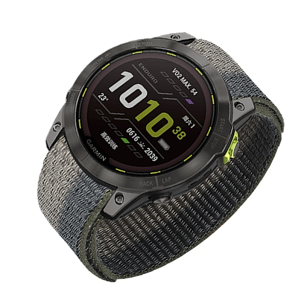 Nylon urrem til Garmin Fenix 7X/7/6/5 Sort+grå 26 mm