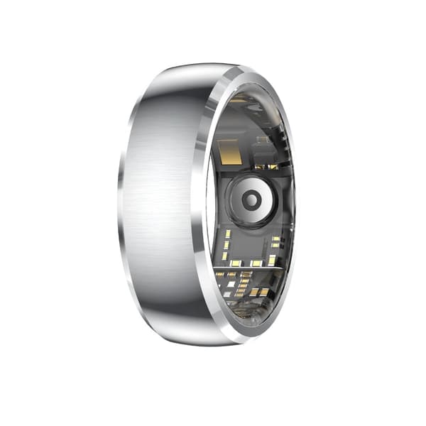 Smart ring med pekskärm och geststyrning för vardagsbruk - rostfritt stål, hjärtfrekvens & SpO2, kompatibelt med Android och iOS Silver 9 Silver 9