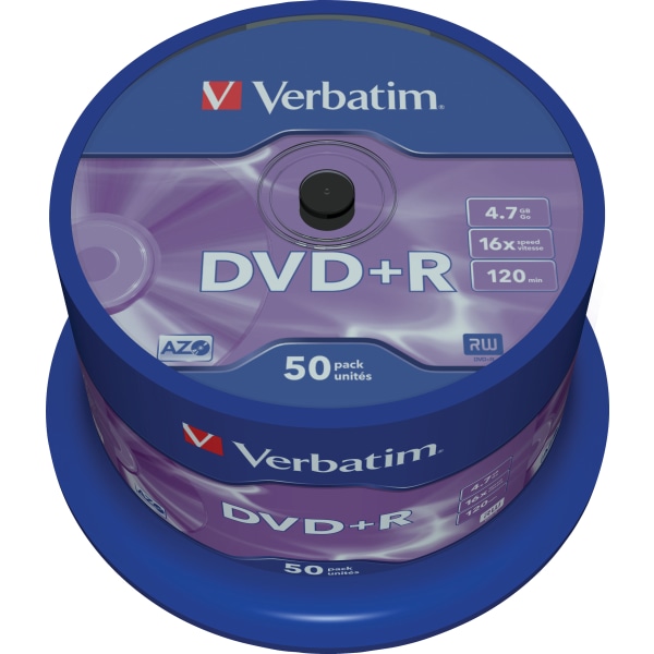 DVD+R, 16x, 4.7 GB/120 min, 50-pack spindel, AZO