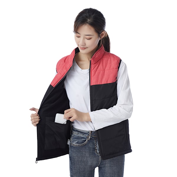Lämmitetty liivi kaksoissäätimillä, vakiolämpötila ja lämpö Musta + punainen 4XL