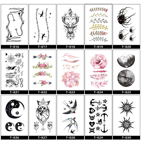 Tillfällig tatueringsdekal - Blommig hjortdesign (T181)