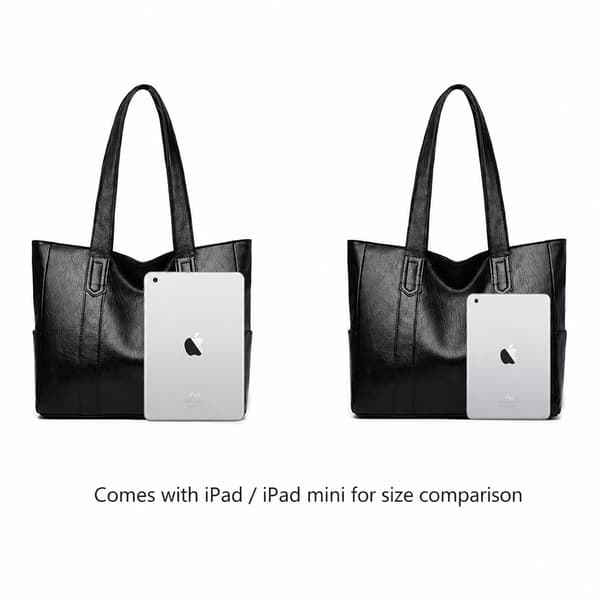 Chic Svart PU Läder Tote Bag - Mångsidig & Rymlig