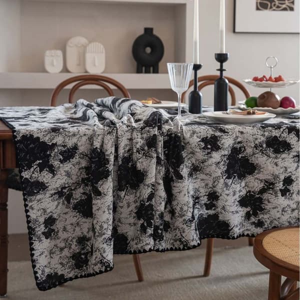 Elegant Fransk Dug - Jacquard Sort Graffiti Design XL XL