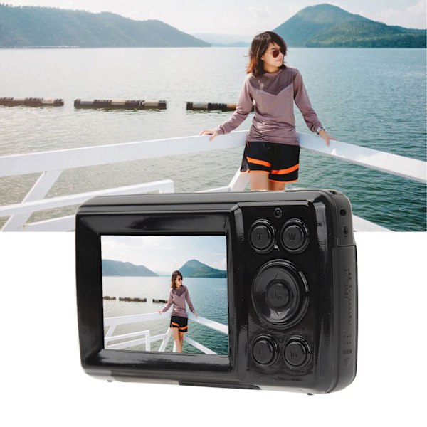 INF 1080P, 16 MP kompakt digitalkamera med 2,4-tommer skærm - 32 GB Sort