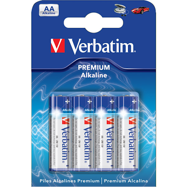 Batteries, AA (LR06), 4-pack, Alkaline, 1.5 V