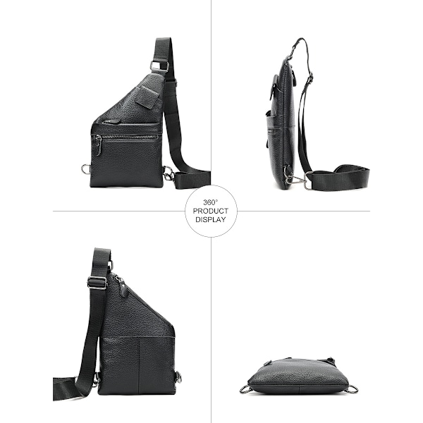 Bröstväska i äkta läder för män, Crossbody axelväska