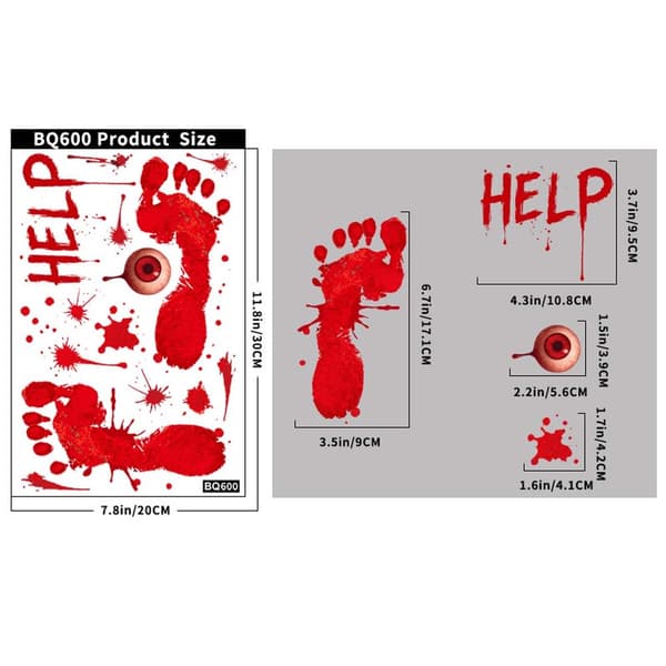 Handavtryck Glasdekaler - 2-pack Halloween Dekoration