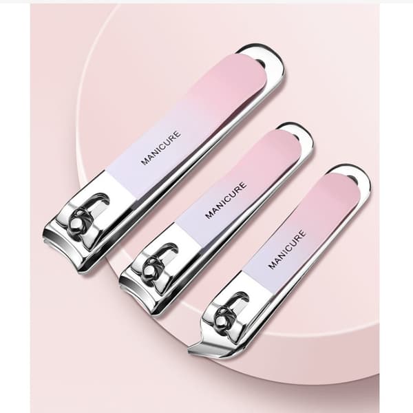 Professionelt manicuresæt i rustfrit stål til negleklippere Pink Pink