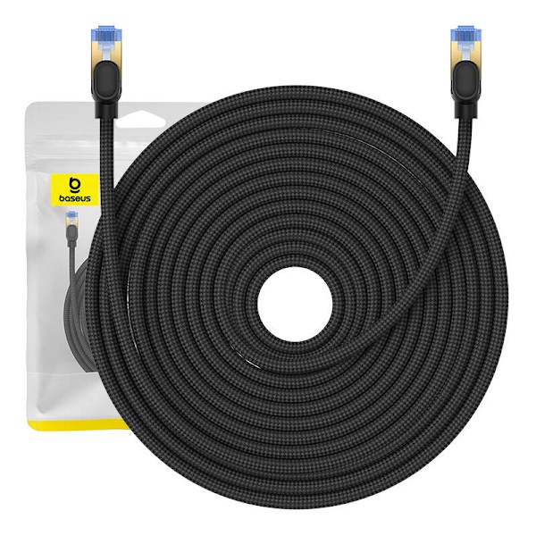 Flettet netværkskabel kat. 7 Baseus Ethernet RJ45, 10 Gbps, 25 m (sort)