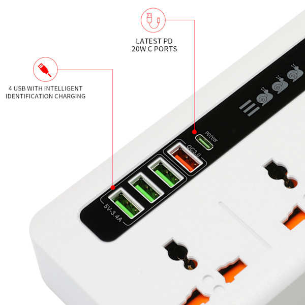 Universal Power Strip pikalatauksella - BKL-04 Valkoinen