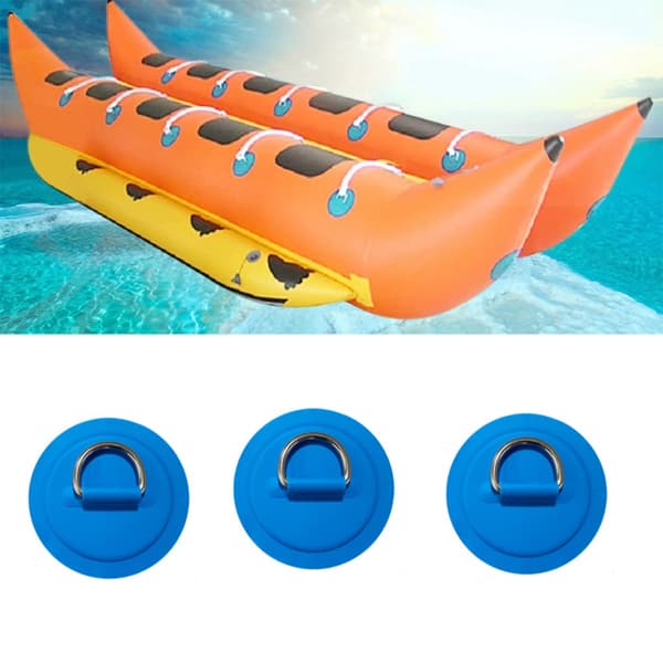 D-ring til kajak D-formet fastmonteret 8cm rund - rustfrit stål og PVC, 6-pak til kajak, SUP, paddleboard og oppustelige både, med sikker line