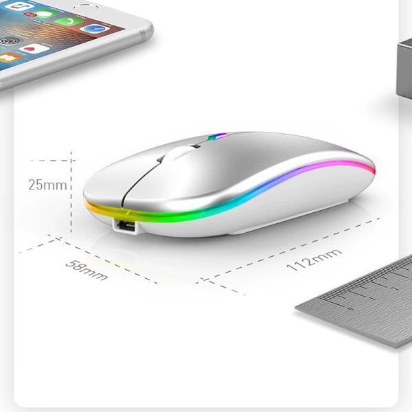 Trådløs mus - 2,4G + Bluetooth Dual Mode Luminous Space Silver