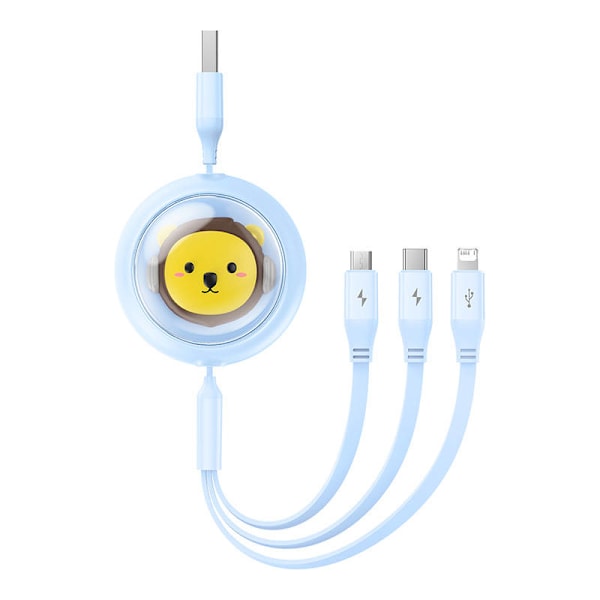 Laddningskabel 3w1 Baseus USB till USB-C, USB-M, Lightning 3,5A, 1,1m (blå)