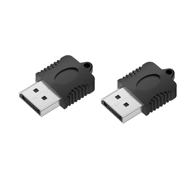 DP-virtuaalinäyttöadapteri valoilla 2 kpl – plug-and-play GPU headless, HDR-tuki, oletus 1080P@60Hz, jopa 4K, PVC, avainrengas
