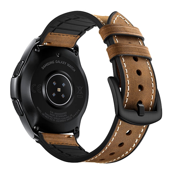Silikone- og læderrem til Galaxy Watch 3/5 Brun 22 mm