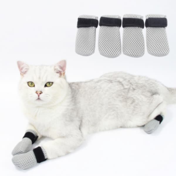 Anti-Scratch Mjuka Husdjur Skor, 4 pack Gray S Gray S