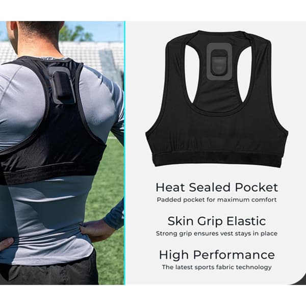 GPS-tracker vest til fodbold - sensorlomme og stabil pasform til holds træning, åndbar polyester, sort, str. M-XXL L L